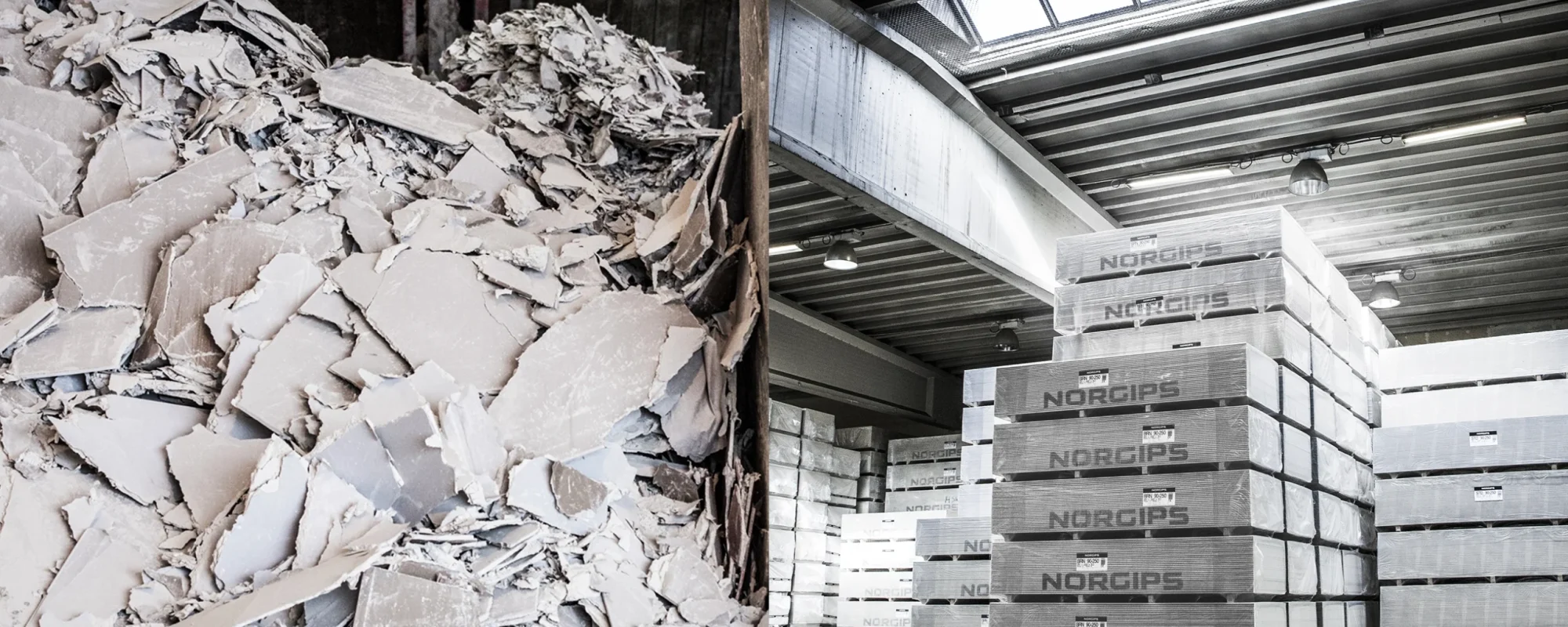 gipsskivor av 100% återvunnen gips